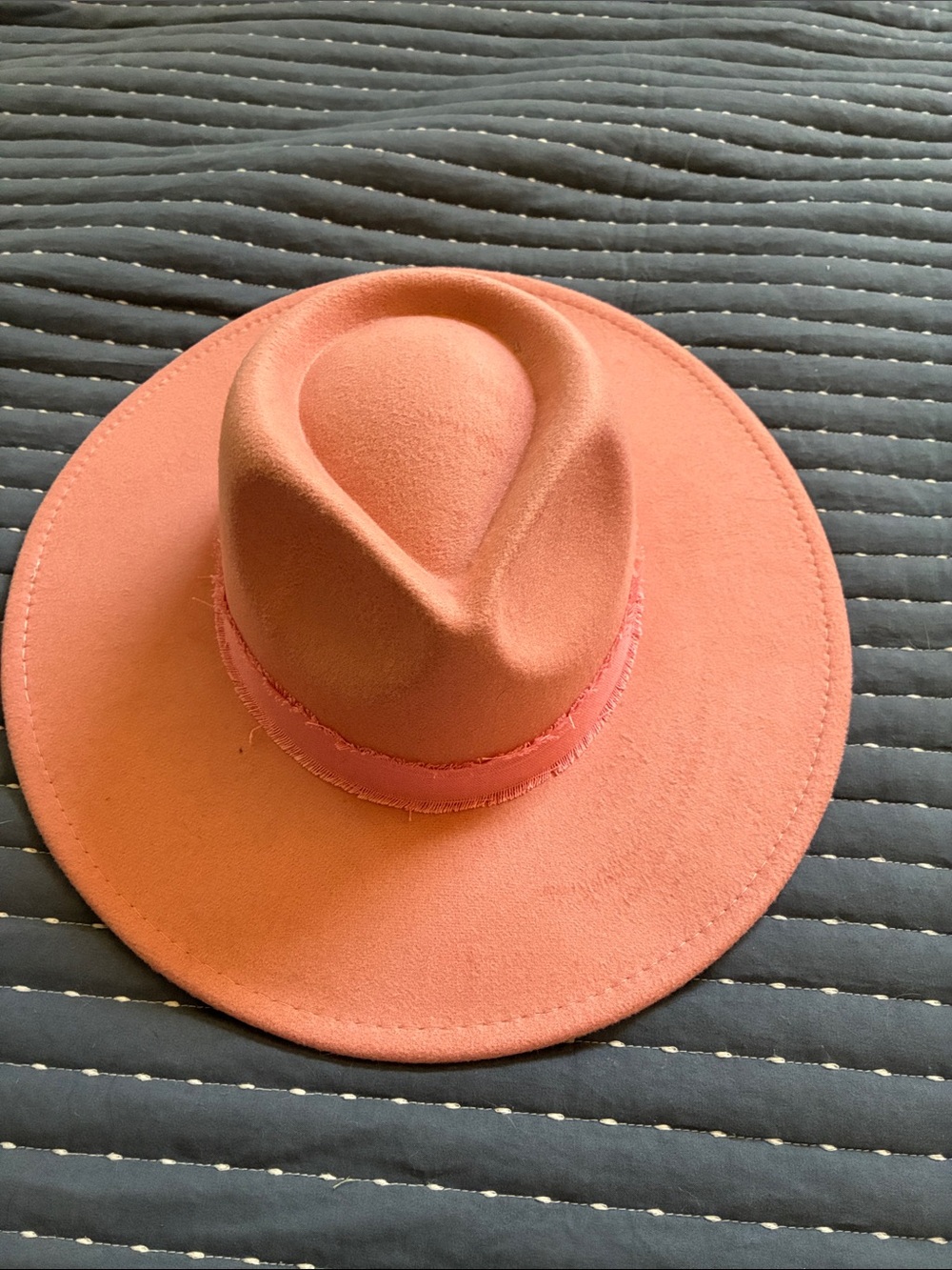Free People Coral Pink Wide-Brim Felt Hat